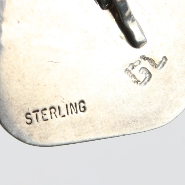 Decorative Sterling Silver Pendant with Brown and Black Stone Setting