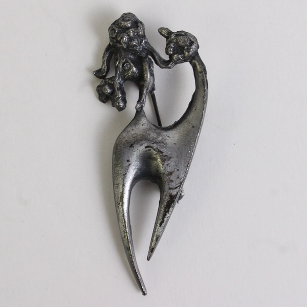 Unbranded Vintage Silver Toned Poodle Brooch with Shiny Rhinestone Eyes