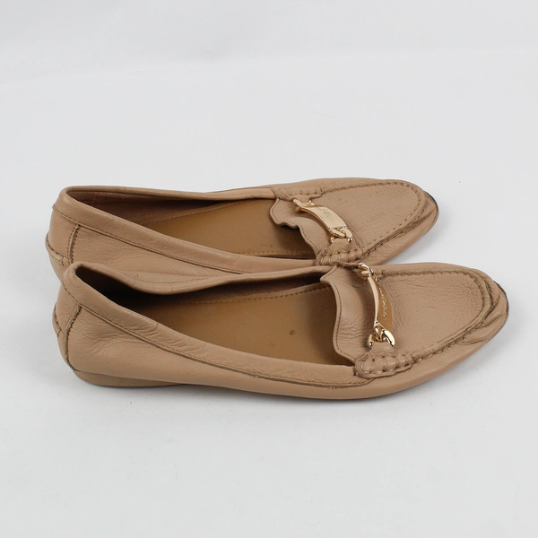 Coach Olympia Pebble Grain Leather Loafer Tan Olive Women's Size 9B