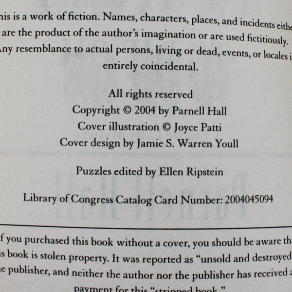 And a Puzzle to Die On by Parnell Hall A Puzzle Lady Mystery 2005 Paperback