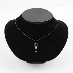 Unbranded Pink Champagne Glass Charm Sterling Silver Necklace