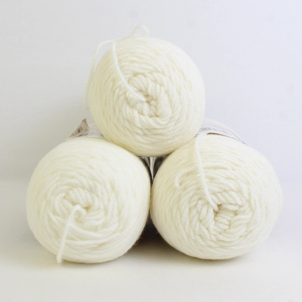 Lot of 3 Red Heart Super Saver Yarn No Dye Lot 316 Soft White