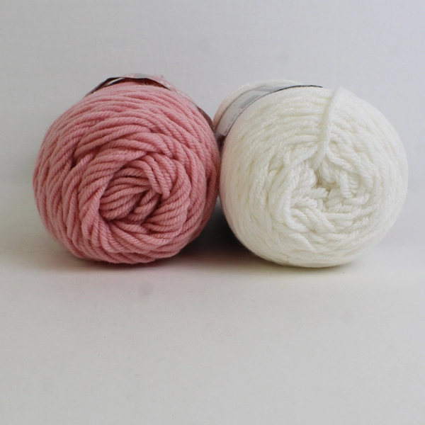 Lot of 2 Red Heart Super Saver 4-Ply Yarn Rose Pink and White