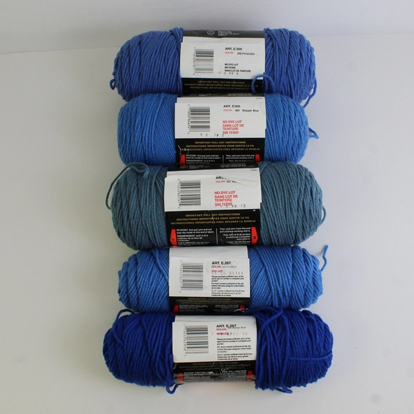 Lot of 5 Red Heart 4 Ply Various Shades of Blue Yarn Skeins