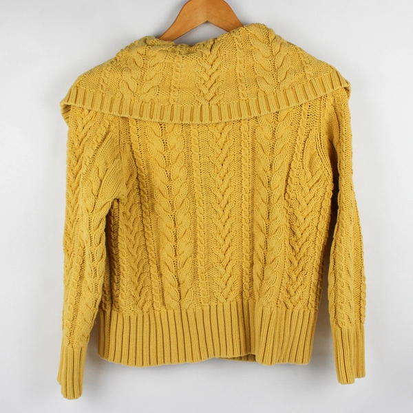 Vintage Lands' End Women's M/P Yellow Knit Button Up Sweater