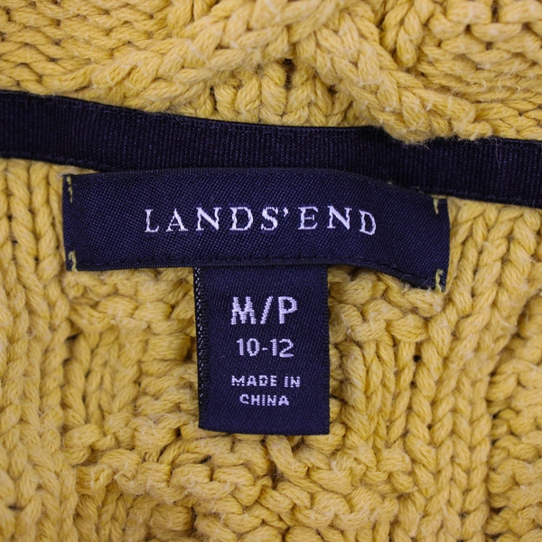 Vintage Lands' End Women's M/P Yellow Knit Button Up Sweater