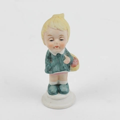 Vintage Lefton Hand-Painted Little Girl Bisque Porcelain Figure 4"