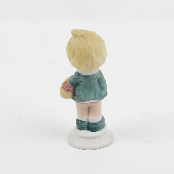 Vintage Lefton Hand-Painted Little Girl Bisque Porcelain Figure 4"