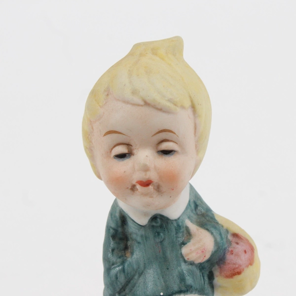 Vintage Lefton Hand-Painted Little Girl Bisque Porcelain Figure 4"