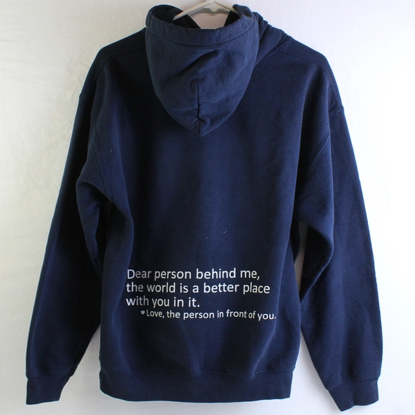 Gildan Navy Blue Inspirational Hoodie Adult Size Medium FLAWED