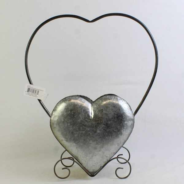 Transpac Galvanized Metal Nested Heart Planter Stand With Handle 15.5" Tall