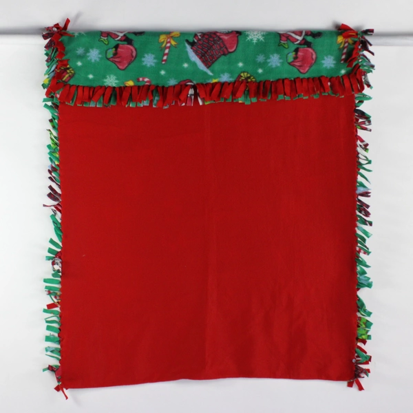 Unbranded No-Sew Fleece Tie Blanket Red/Green W/ Santa Claus 41" x 58"
