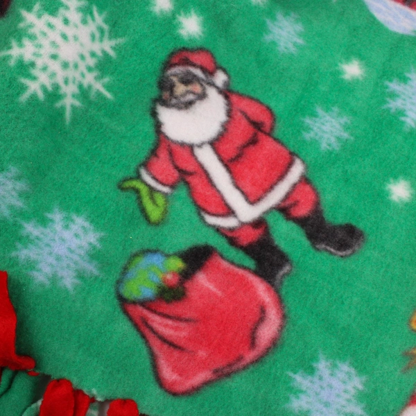 Unbranded No-Sew Fleece Tie Blanket Red/Green W/ Santa Claus 41" x 58"