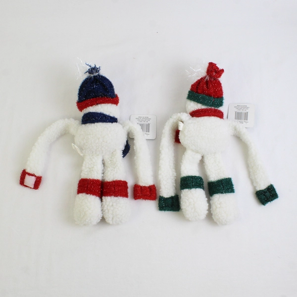 Lot Of 2 Christmas House Long Leg Snowman Plushies Toy Christmas 12" Tall