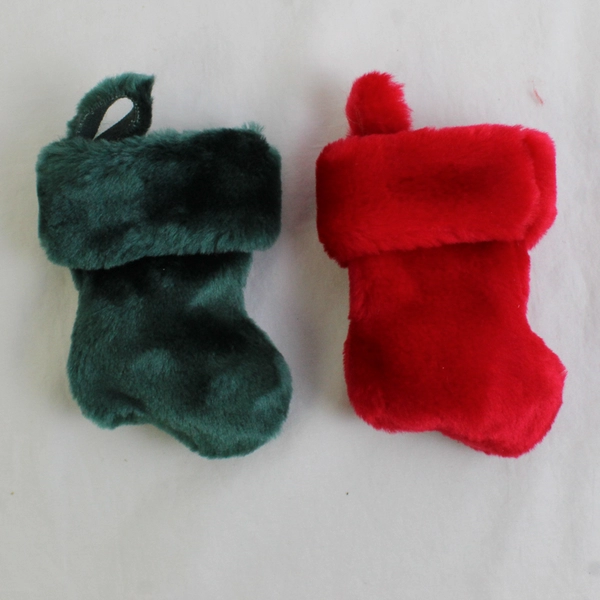 Lot Of 2 Unbranded Matching Small Plush Stocking Hanging Ornaments 5.5" Long
