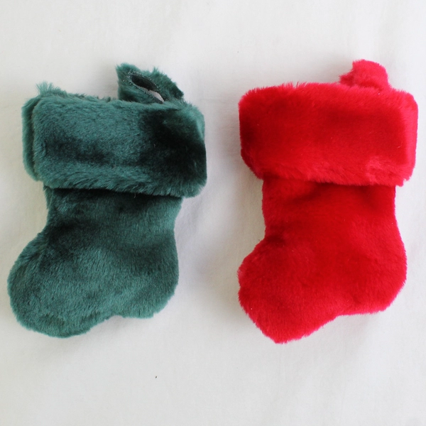 Lot Of 2 Unbranded Matching Small Plush Stocking Hanging Ornaments 5.5" Long