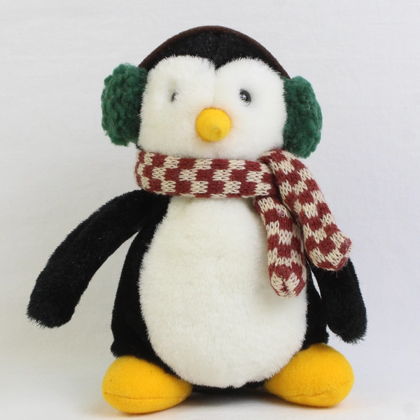 Unbranded Penguin W/ Earmuffs & Scarf Decorative Plushy Winter 6.25" Tall