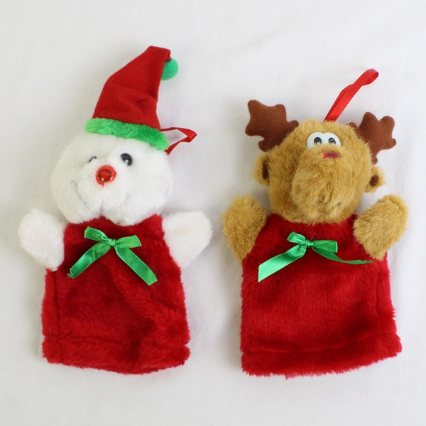 Lot Of 2 Unbranded Matching Snowman & Reindeer Hand Puppet Hanging Ornament