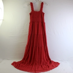 Max Studio Red Smocked Maxi Dress Women's Size Medium