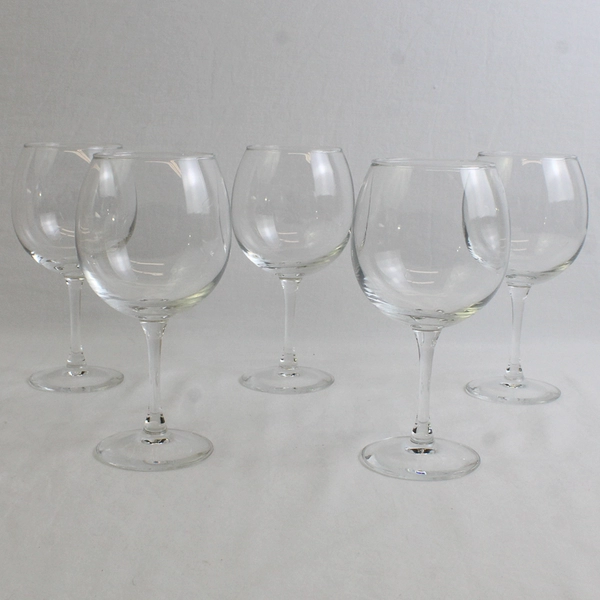 Lot Of 5 Matching The Cellar Basics Vidrio Wine Glasses Clear Glass 6.75" Tall