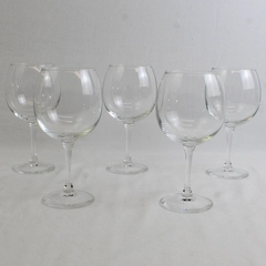 Lot Of 5 Matching The Cellar Basics Vidrio Wine Glasses Clear Glass 6.75" Tall