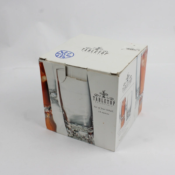 Set Of 4 Tabletop Home Essentials Highball Clear Water Glasses 14 Oz 5.75" Tall