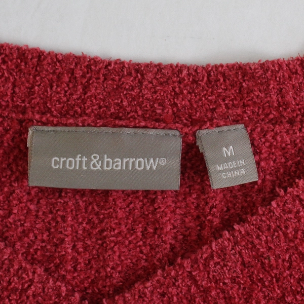 Croft & Barrow Red Long-Sleeve V-Neck Sweater Women's Size Medium