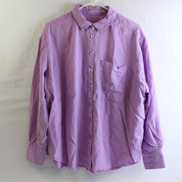 Calvin Klein Jeans Lilac Purple Long-Sleeve Button-Up Women's Large
