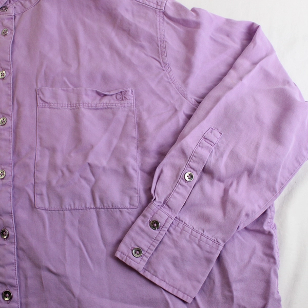 Calvin Klein Jeans Lilac Purple Long-Sleeve Button-Up Women's Large