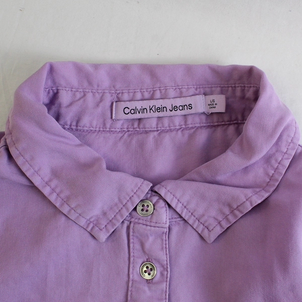 Calvin Klein Jeans Lilac Purple Long-Sleeve Button-Up Women's Large