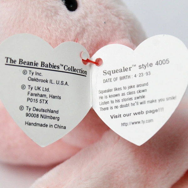 Ty Beanie Babies Squealer 1993 Pink Pig With Tag Plush Doll Toy #4005
