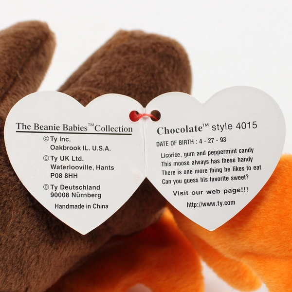 TY Beanie Baby Chocolate 1993 Brown Moose With Tag Plush Doll Toy #4015