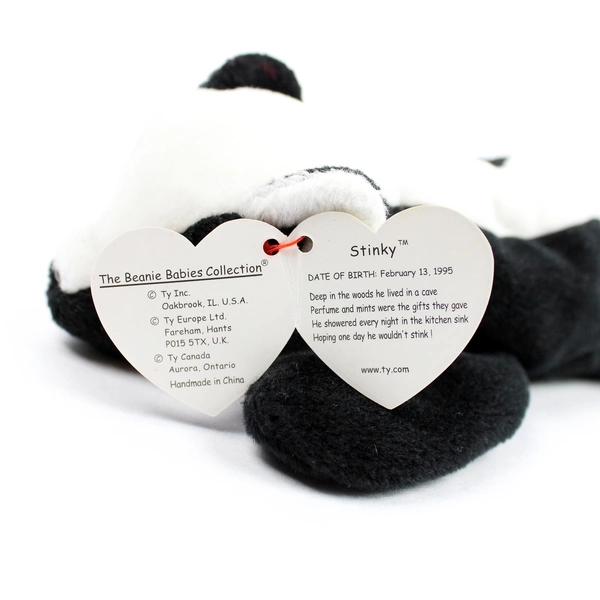 Ty Beanie Babies Stinky 1995 Black/White Skunk With Tag Plush Doll Toy