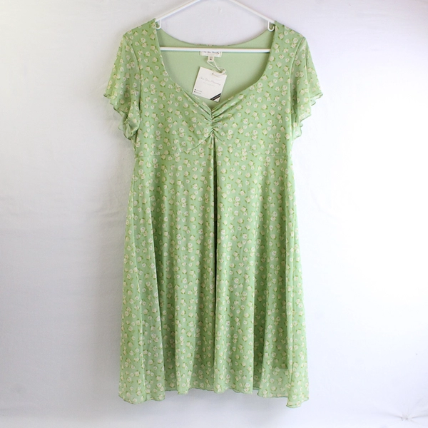 NWT See You Monday Floral Green Knee-Length Babydoll Dress Women's Size XL