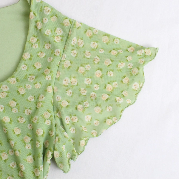 NWT See You Monday Floral Green Knee-Length Babydoll Dress Women's Size XL