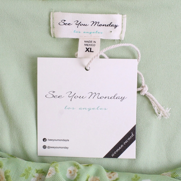 NWT See You Monday Floral Green Knee-Length Babydoll Dress Women's Size XL