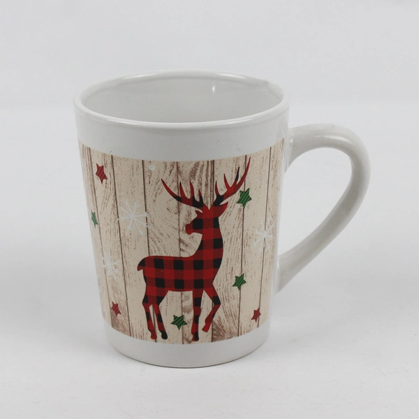 Momentum Brands Snowflake Elk/Deer White Ceramic Handled Mug 4.5" Tall