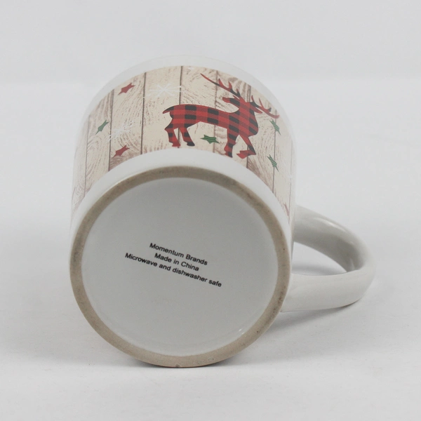 Momentum Brands Snowflake Elk/Deer White Ceramic Handled Mug 4.5" Tall
