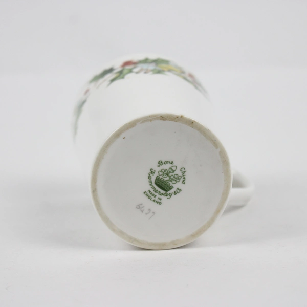 Hammersley & Co Bone China Holly & Toy Pattern Gold Edge Mug 4" Tall