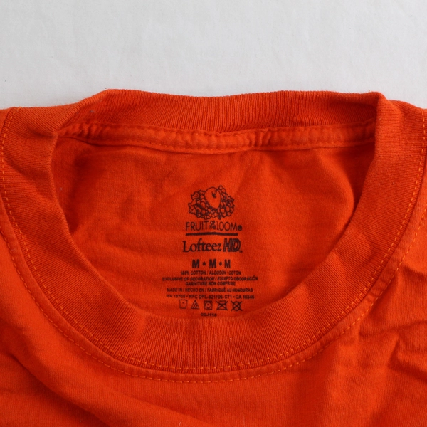 Fruit of The Loom Solid Orange Crew Neck T-Shirt Men's Medium