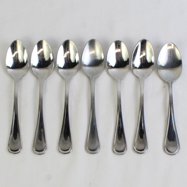 Lot Of 7 Wallace Silver Royal Thread (Stainless) Flatware Large Teaspoons 6.5"