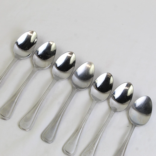 Lot Of 7 Wallace Silver Royal Thread (Stainless) Flatware Large Teaspoons 6.5"