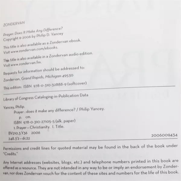 Prayer: Does It Make Any Difference? by Philip Yancey Paperback 