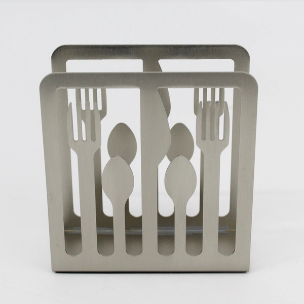 Umbra Stainless Metal Napkin Holder Silverware Pattern Eugenie DeLoynes