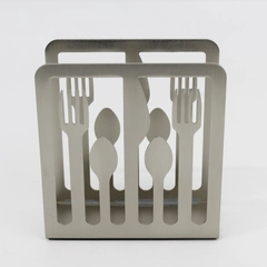 Umbra Stainless Metal Napkin Holder Silverware Pattern Eugenie DeLoynes