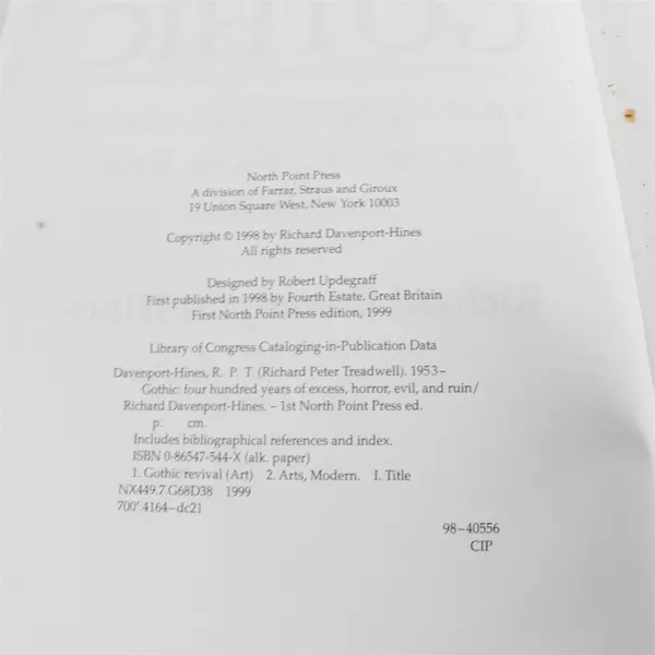 Gothic Four Hundred Years of Excess Horror Evil Ruin by Richard Davenport-Hines