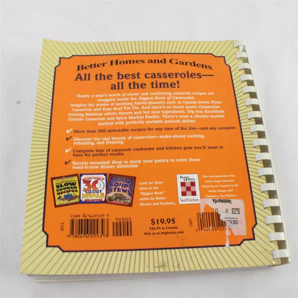Biggest Book of Casseroles Better Homes & Gardens Plastic Comb Cookbook Good