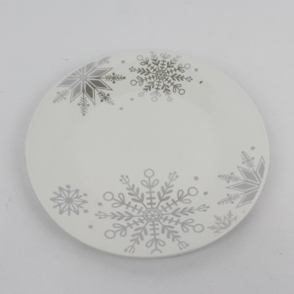 Royal Norfolk Christmas Snowflake Salad  Plate Silver Snowflakes 8 In