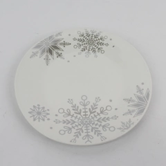 Royal Norfolk Christmas Snowflake Salad  Plate Silver Snowflakes 8 In
