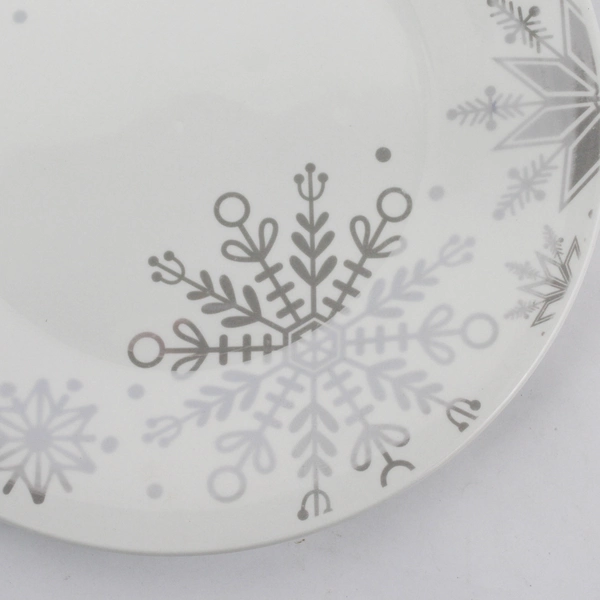 Royal Norfolk Christmas Snowflake Salad  Plate Silver Snowflakes 8 In